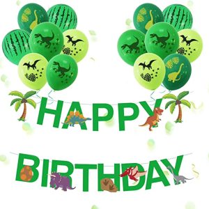 KAINSY Dinosaur Birthday Banner Balloons
